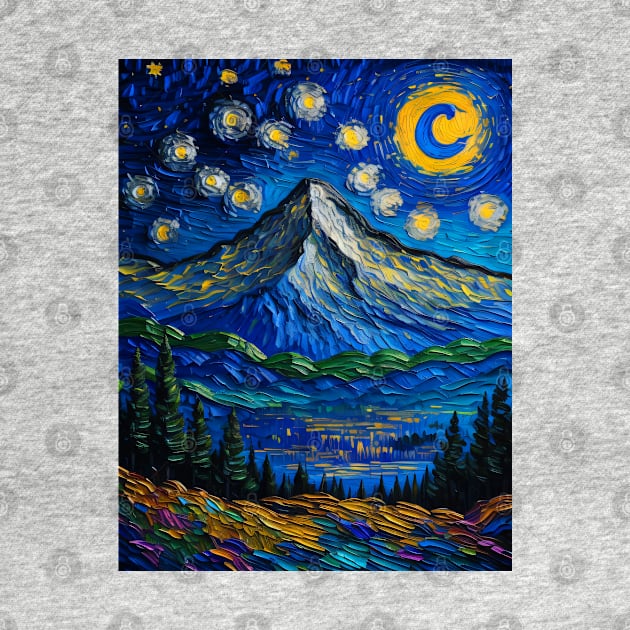 Fuji Mountain in Starry Night Gogh style by FUN GOGH